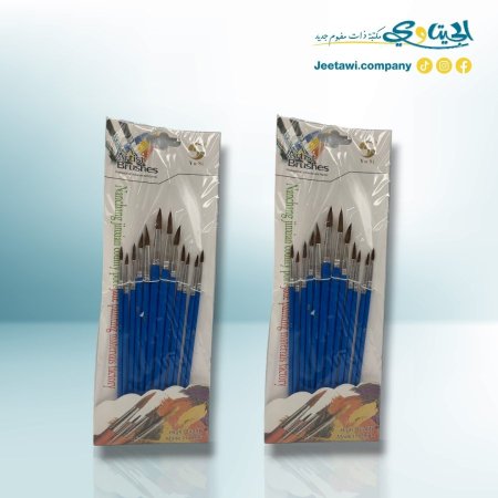 فراشي الوان زيتية طقم 12 فرشاة قصير راس مدبب